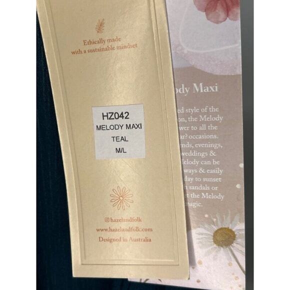 HAZEL & FOLK Sz M/L Teal Melody Maxi Dress NWT - Picture 4 of 13